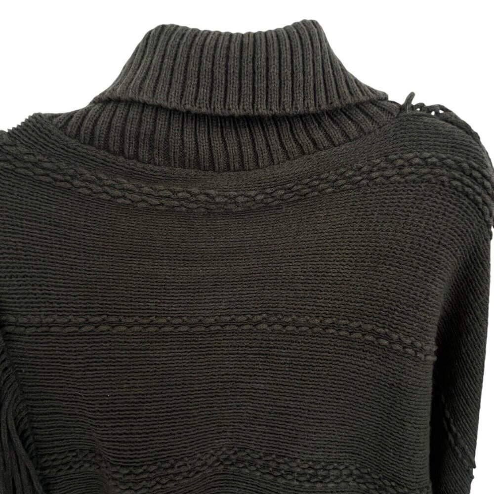 Leto Collection Fringe Poncho Wrap Olive Green One Size Bohemian Boho Hippie - Picture 6 of 13